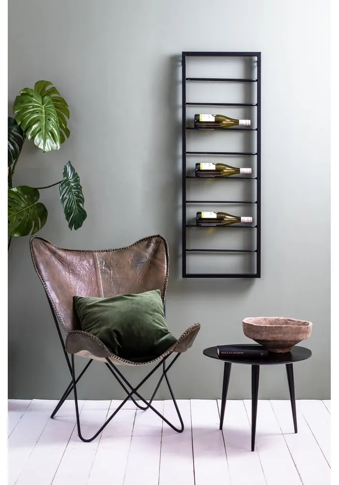 Czarny wiszący metalowy regał na wino 42x120x6 cm Macaben – Light & Living