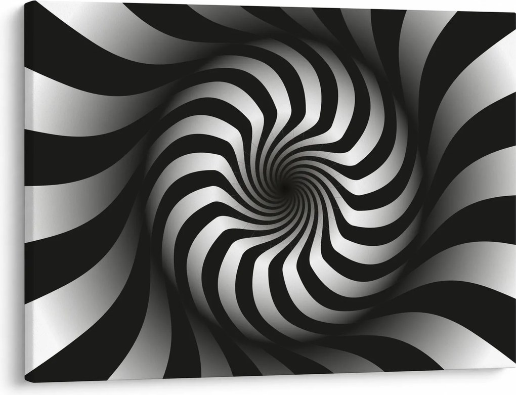 Abstrakcyjny obraz czarno - białej spirali (70x50 cm)