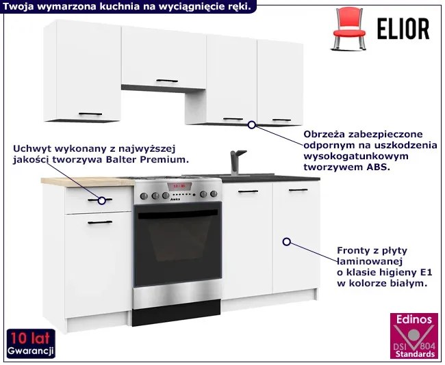 Mały Komplet Białych Mebli Kuchennych 180 Cm K3-Z57