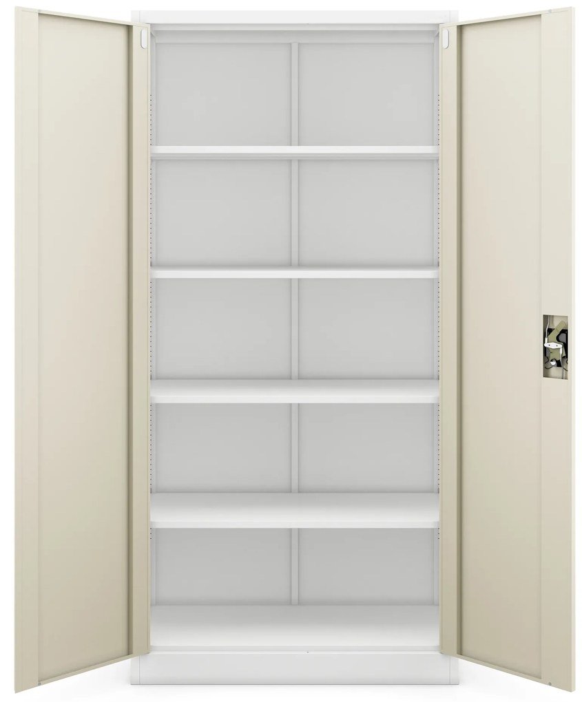 Biurowa szafa metalowa JAN, 900 x 1850 x 400 mm, Eco Design: biała/ dąb sonoma