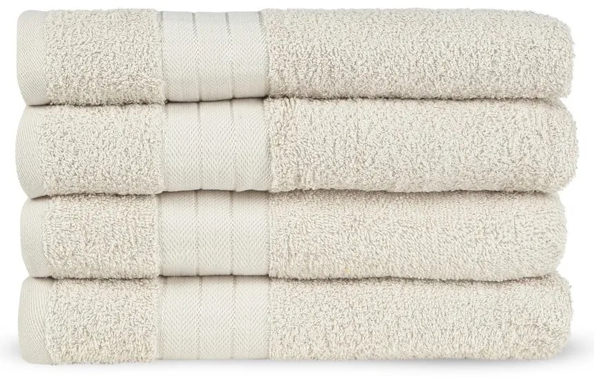 Beżowe bawełniane ręczniki frotte zestaw 4 szt. 50x100 cm – Good Morning