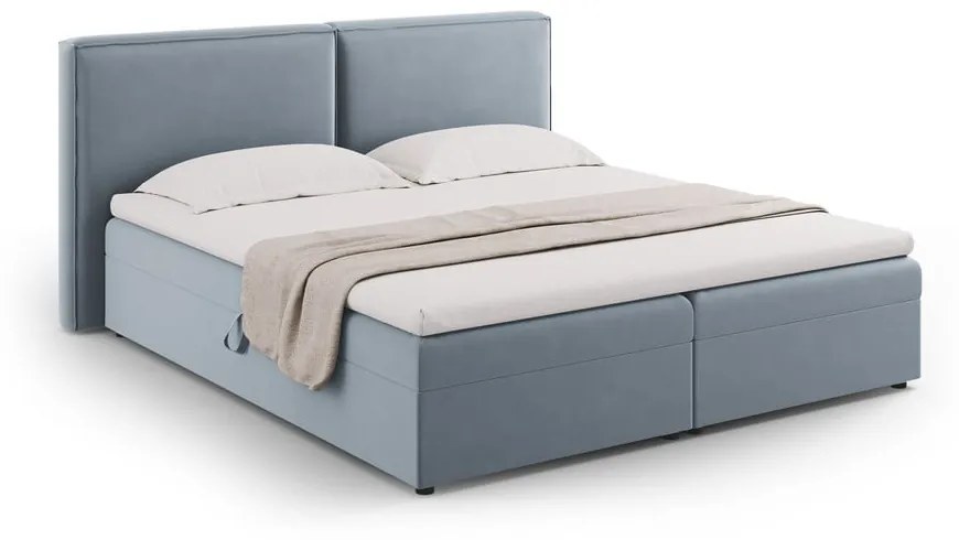 Jasnoniebieskie łóżko boxspring ze schowkiem 160x200 cm Arendal – Cosmopolitan Design