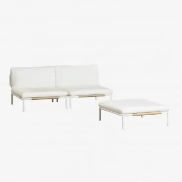 Zestaw Ogrodowy Z 2-częściową Modułową Sofą I Pufem Ze Stali Roubly Beige Migdałowa - Sklum
