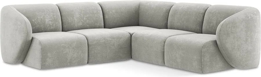 Jasnoszary narożnik z tkaniny szenilowej Lani – Makamii