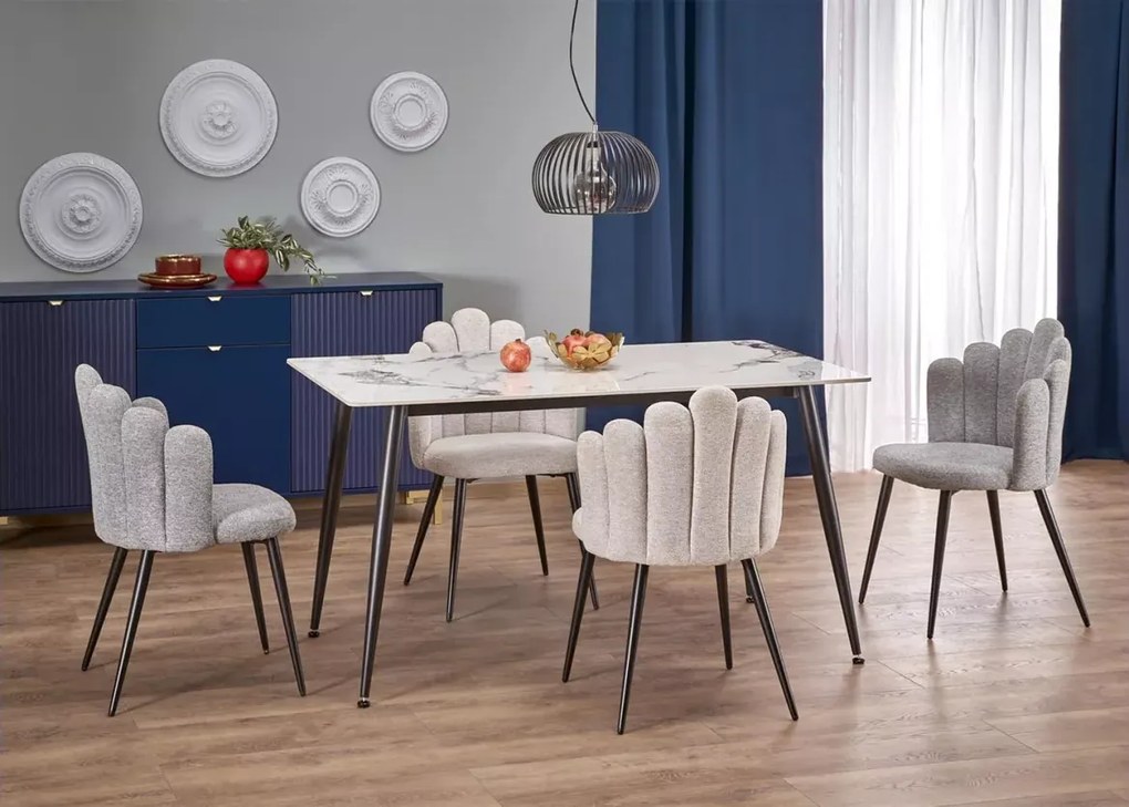 Stół Virgin 120x70 / 140x80 – luksusowy stół jadalniany ze spieku marmurowego z eleganckimi stalowymi nogami