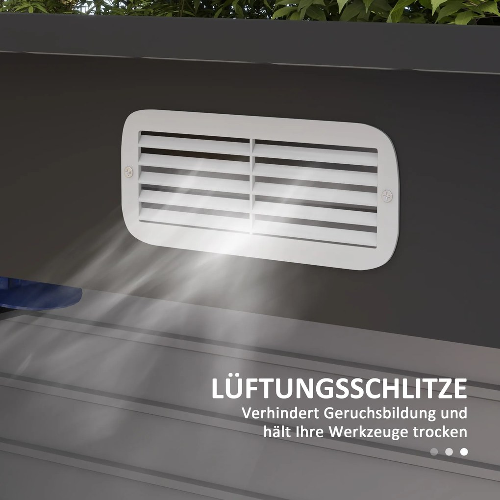 Outsunny Szopa ogrodowa metalowa na narzędzia z podwójnymi drzwiami 249 x 121 x 166 cm szara | Aosom PL