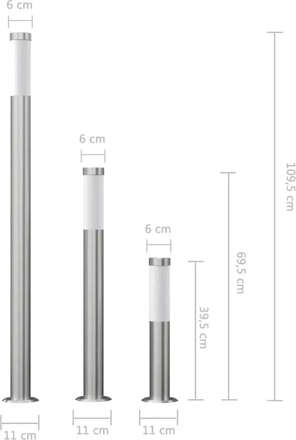 Zestaw 3 stojących lamp ogrodowych - O011 R4-S53