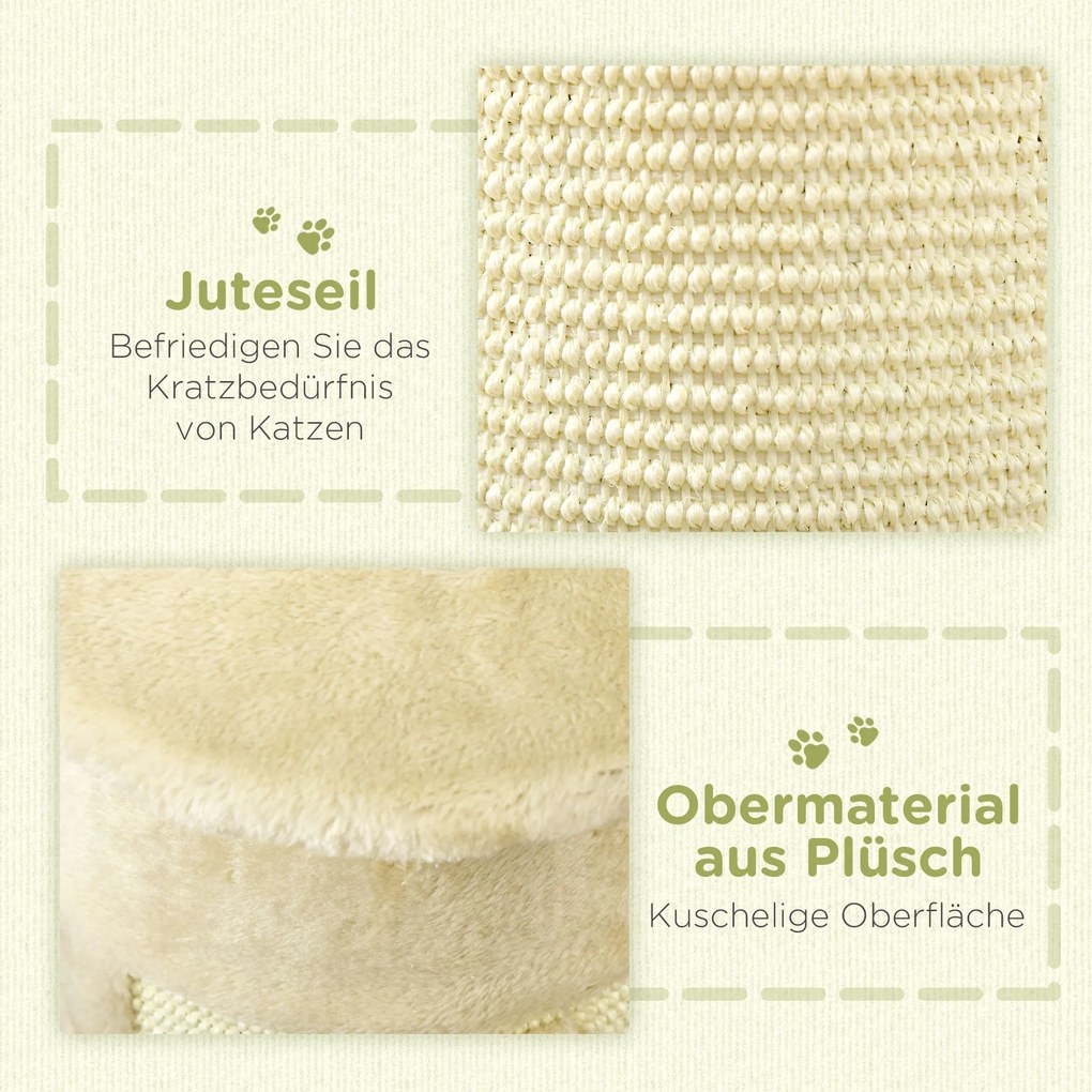 PawHut Drapak 58cm Drzewko dla Kotów z Piłką Kremowo-Biały Stabilny Drapak dla Kotów z Miejscem do Drapania | Aosom PL