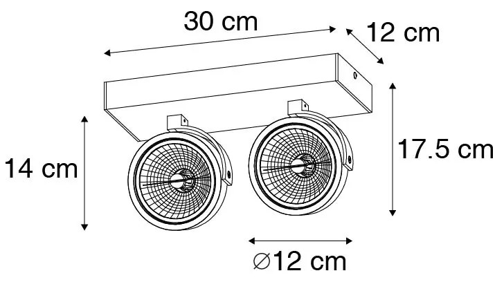 Designerski reflektor biały regulowany 2-światłowy - Go
