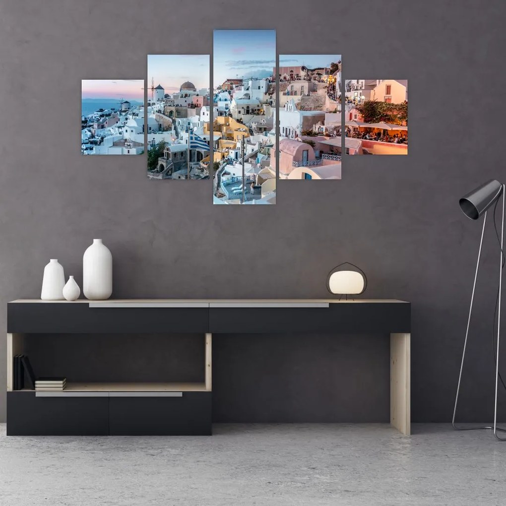 Obraz - Zmierzch na Santorini (125x70 cm)
