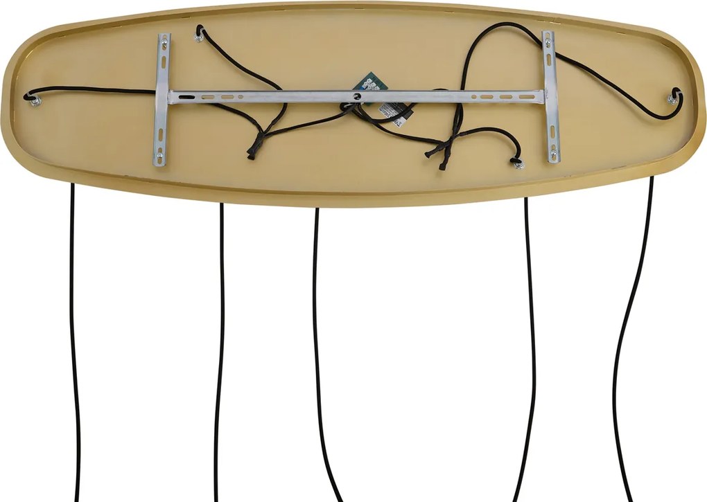 Lampa wisząca w stylu Hotel Chic mosiądz ze szkłem w kolorze bursztynowym 5-punktowa - Gus