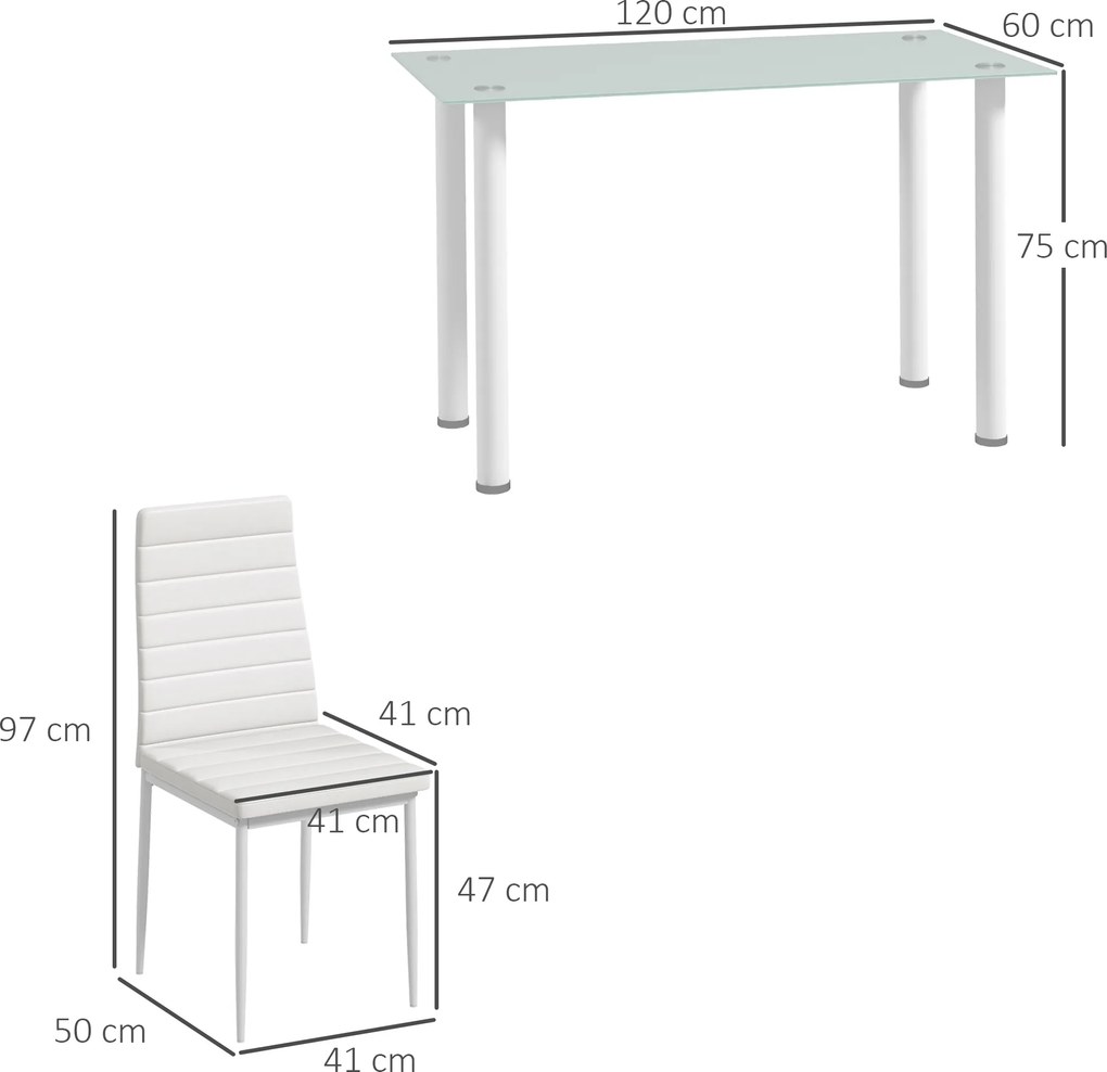 HOMCOM Zestaw stołowy 5 części stół i 4 krzesła nowoczesny biały do jadalni | Aosom PL