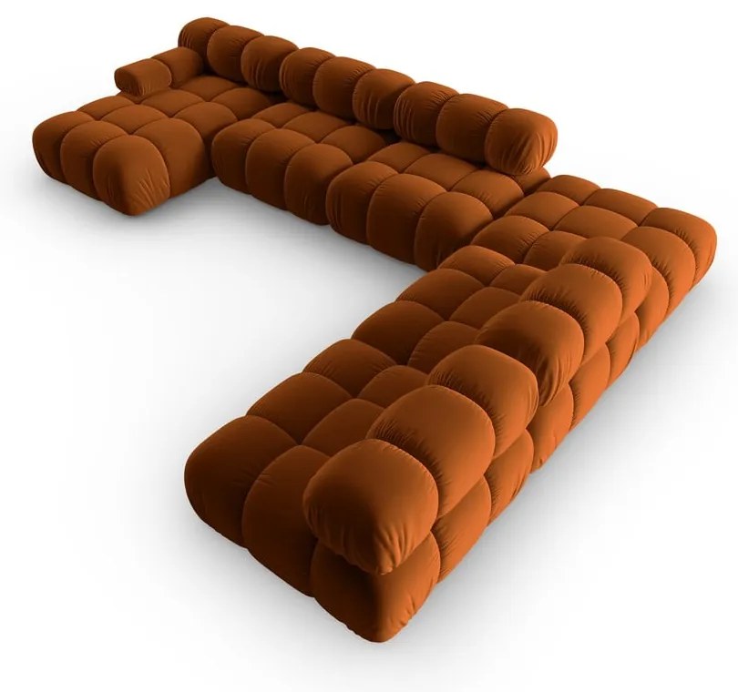 Pomarańczowa aksamitna sofa 379 cm Bellis – Micadoni Home