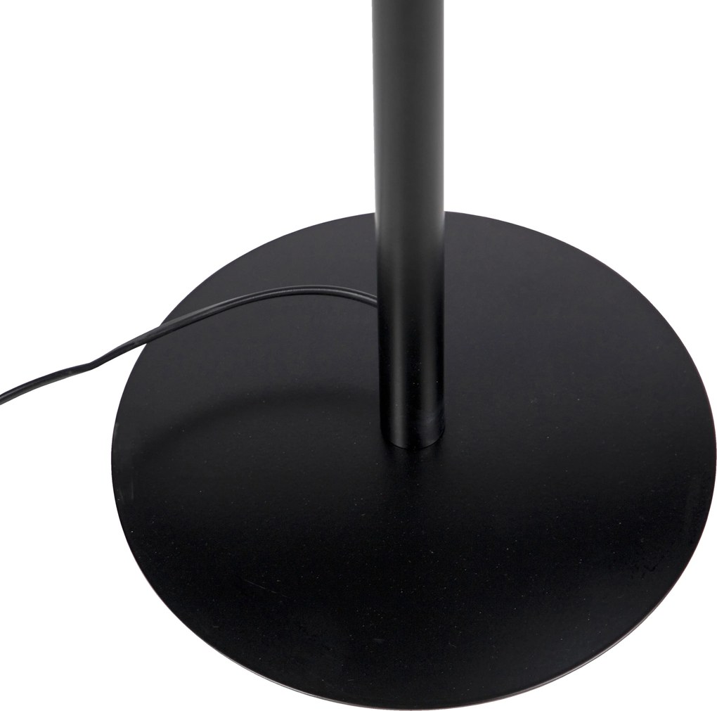 Lampa stojąca czarna z abażurem z lnu w kolorze ciemnoszarym 45 cm - Simplo