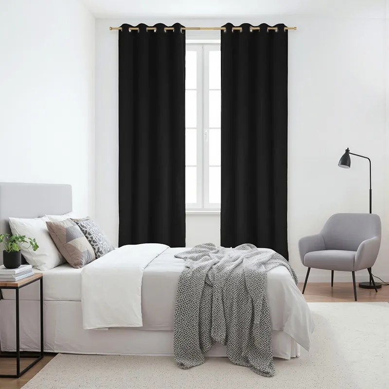 Zasłona gotowa welurowa na przelotkach 140x250 CZARNA velvet Virella