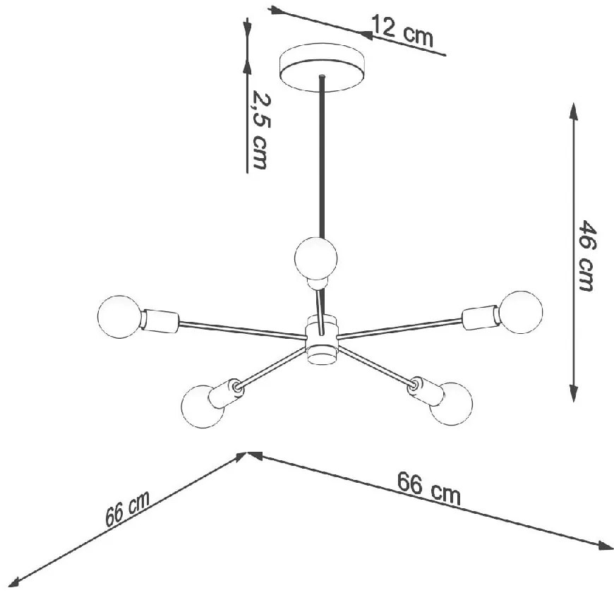 Czarna lampa sufitowa 66x66 cm Benedett – Sollux