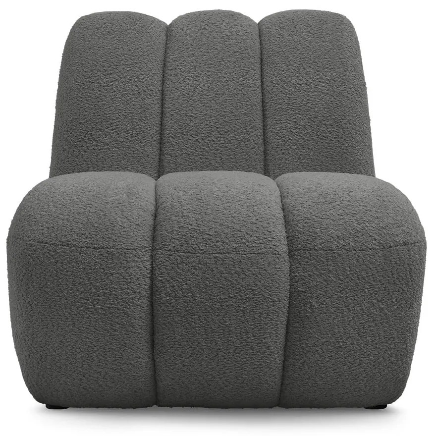 Ciemnoszary fotel z materiału bouclé Janissaire – Bobochic Paris