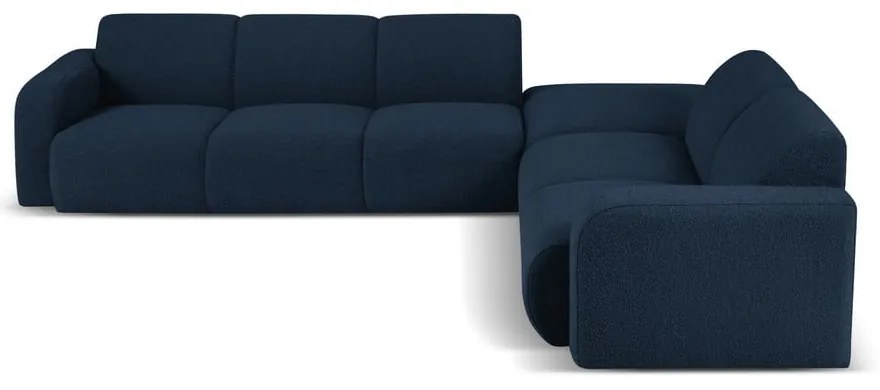 Ciemnoniebieski narożnik z materiału bouclé (prawostronny) Molino – Micadoni Home