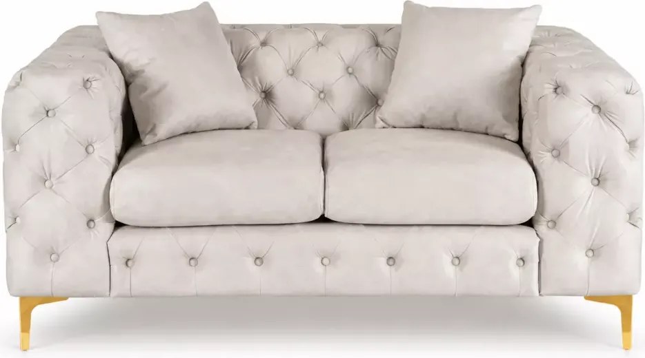 Luksusowa sofa Loario welurowa glamour z pikowaniem – elegancka sofa dwuosobowa do salonu