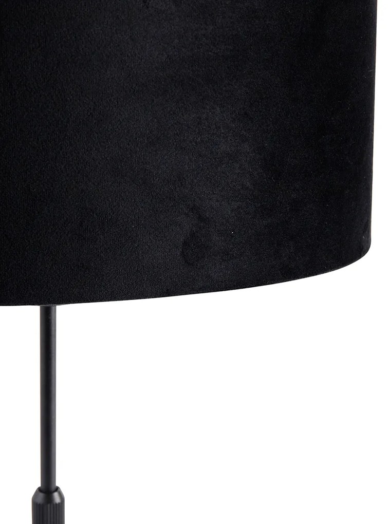 Lampa stołowa czarna z owalnym aksamitnym abażurem, 35 cm - Parte Nowoczesny Oswietlenie wewnetrzne