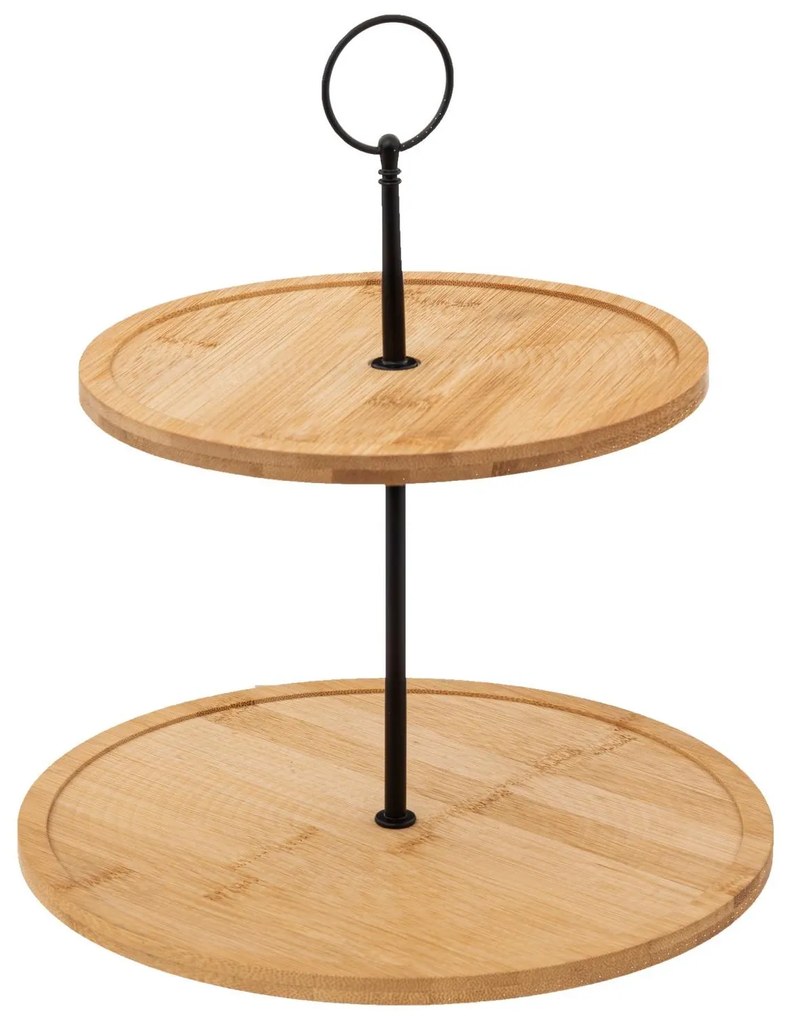 Patera na ciasto, bambusowa, dwa poziomy, wys. 30 cm