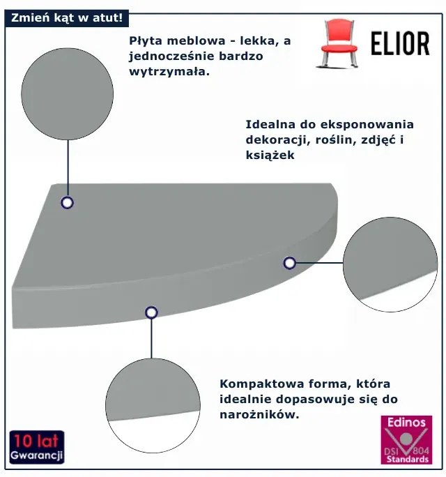 Narożna szara półka ścienna L6-P48