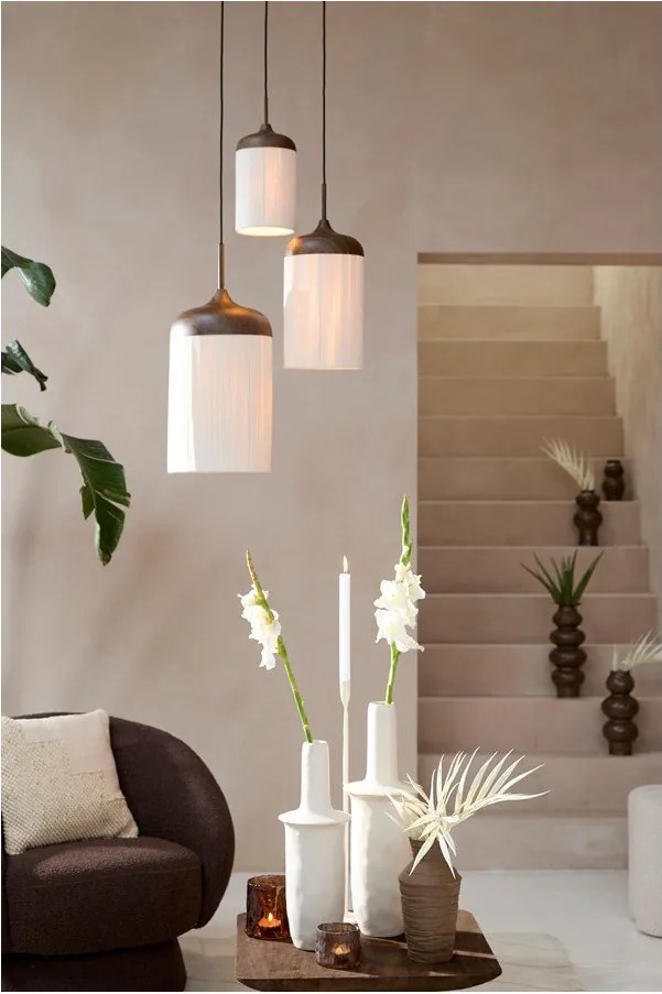 Ciemnobrązowa lampa wisząca z tekstylnym kloszem ø 16 cm Dania – Light &amp; Living