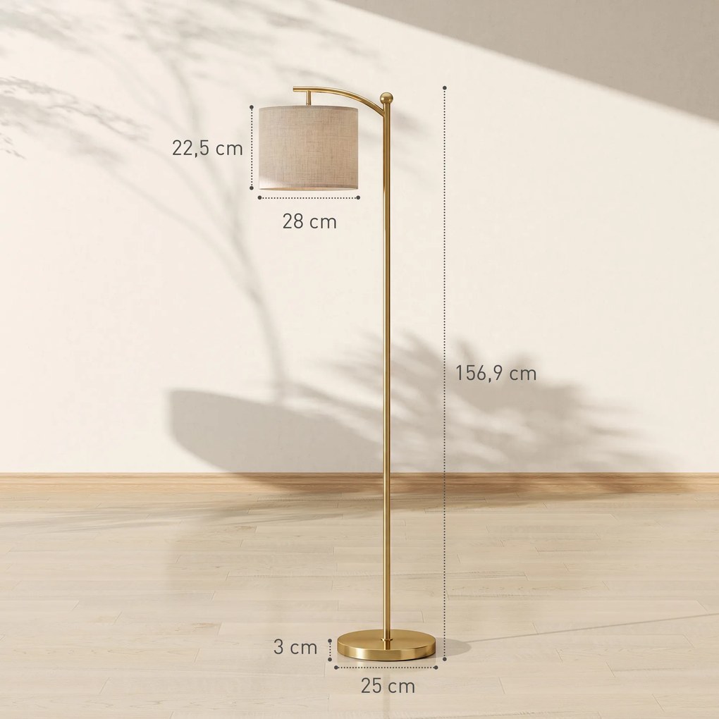 HOMCOM Lampa stojąca, regulowane opcje oświetlenia, wyłącznik nożny, pilot, metal, złoty | Aosom PL