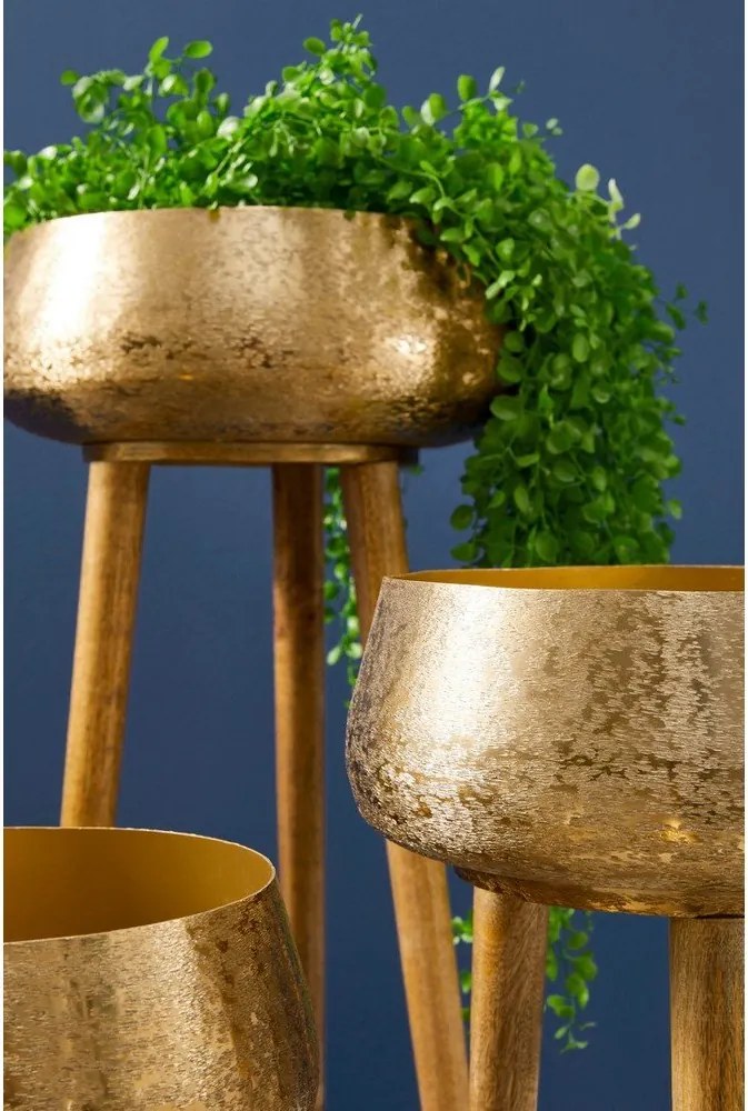 Metalowe ręcznie wykonane osłonki na doniczki zestaw 3 szt. ø 37,5 cm Varanasi – Bizzotto