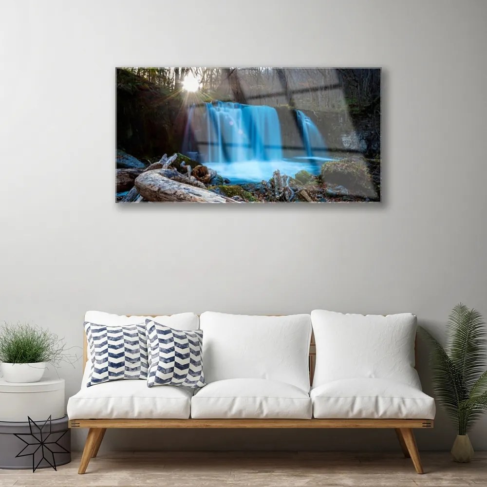 Obraz Akrylowy Słońce Wodospad Natura