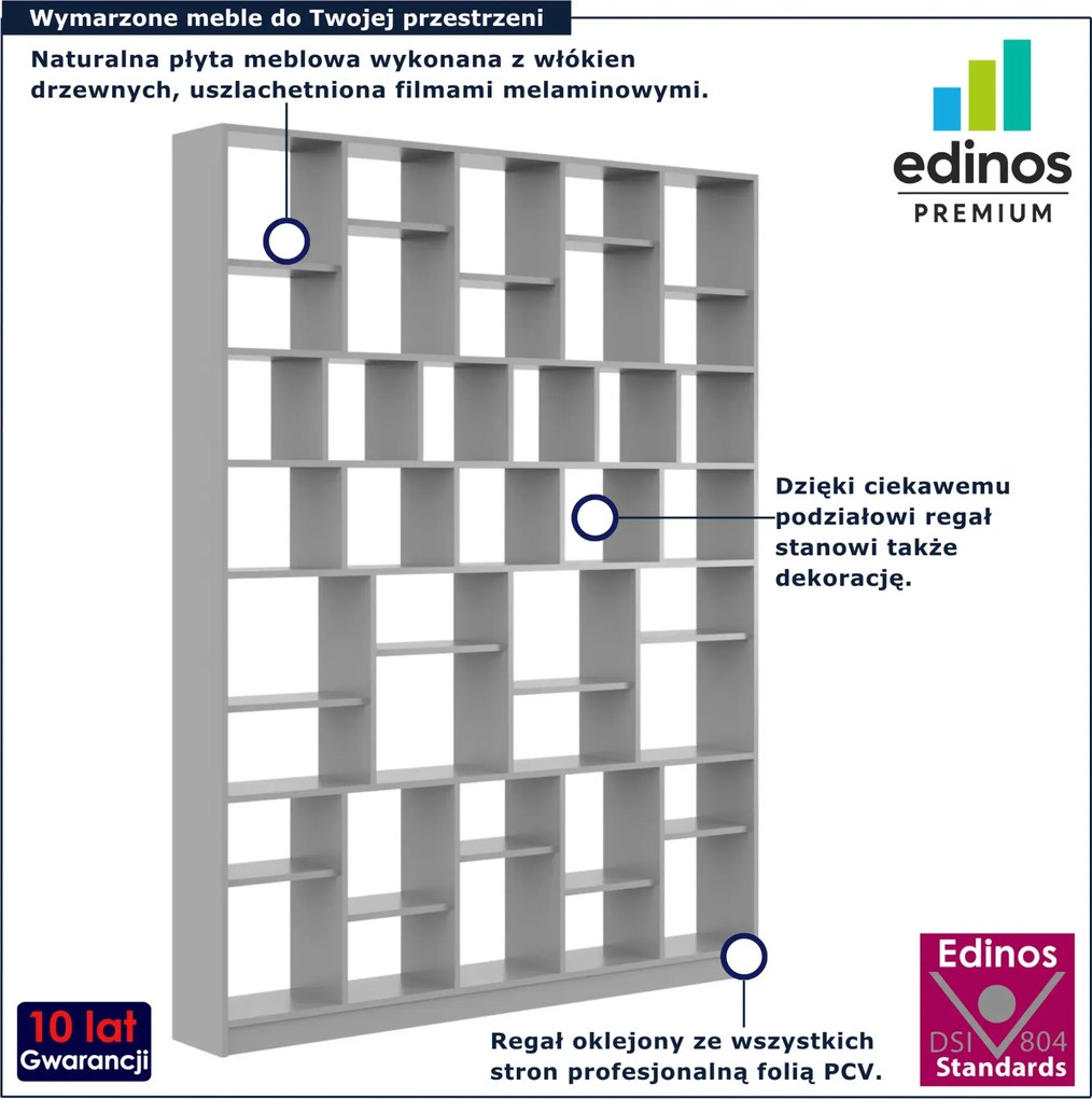 Szary regał biblioteczka w stylu skandynawskim P6-T30