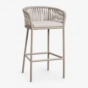 Wysoki Stołek Z Podłokietnikami Z Plecionej Liny Arhiza Moka Brown & ↑75 Cm - Sklum