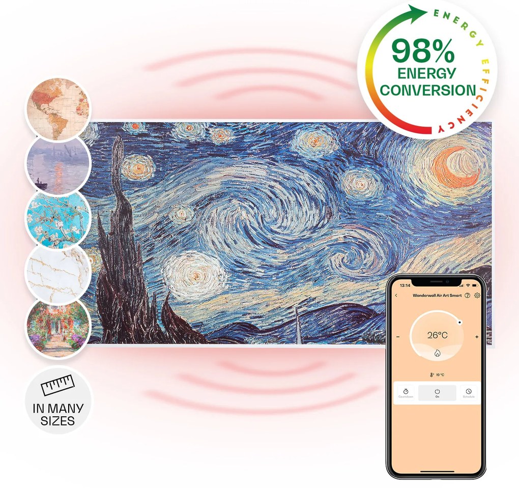 Klarstein Wonderwall Art Smart 700W 60x120cm Obraz na podczerwień Noc