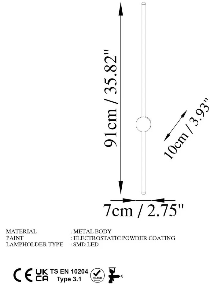 Biały kinkiet LED ø 7 cm Sword – Opviq lights