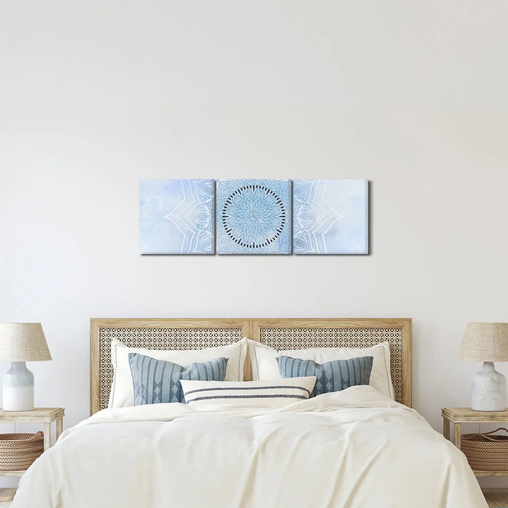 Obraz - Zimowa mandala (z zegarem) (90x30 cm)