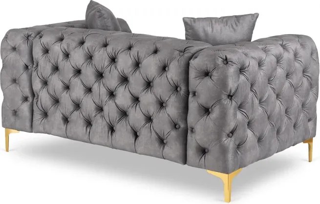 Sofa SORRENTO 2S Dwuosobowa Szara Welurowa Glamour