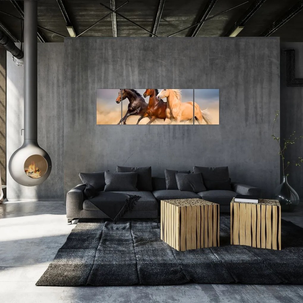 Obraz - Dzikie konie (170x50 cm)