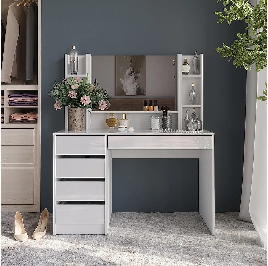 Stolik do przebierania biały/biały wysoki połysk 119.8x50.1x76 sherry