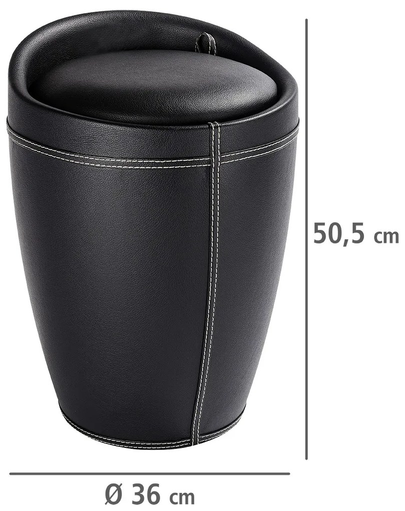 Pufa CANDY BLACK - kosz na pranie, 2 w 1, WENKO