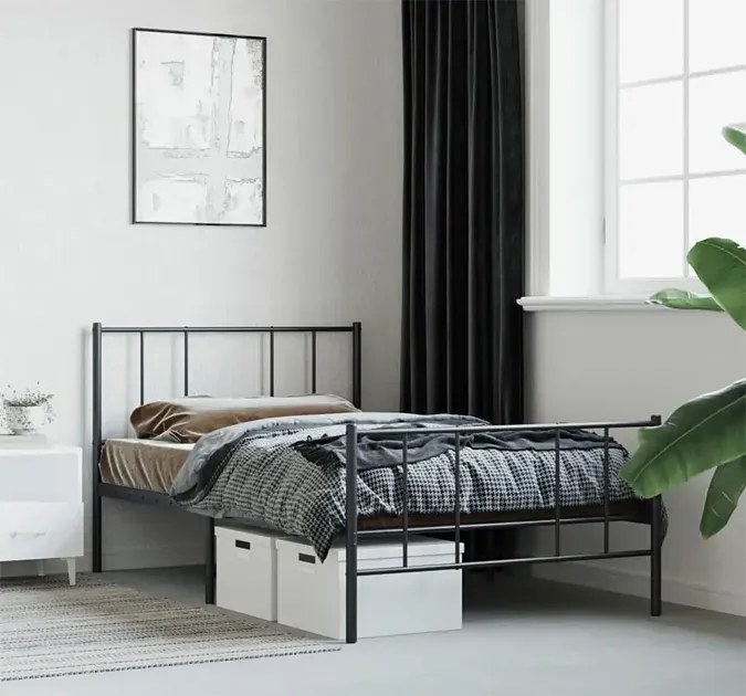 Czarne metalowe łóżko pojedyncze 80x200 cm - Quzi