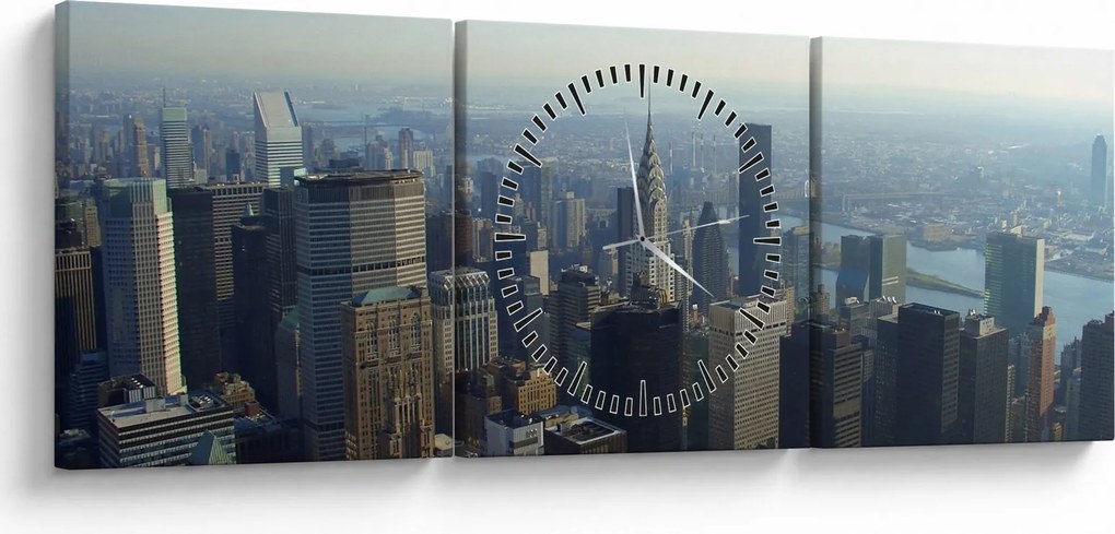 Obraz - Manhattan za dnia (z zegarem) (90x30 cm)