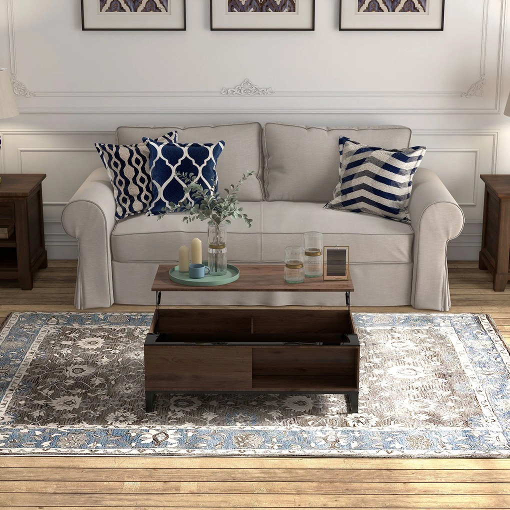 HOMCOM Stolik kawowy, stolik pomocniczy z regulowaną wysokością blatu, stolik do sofy ze stali