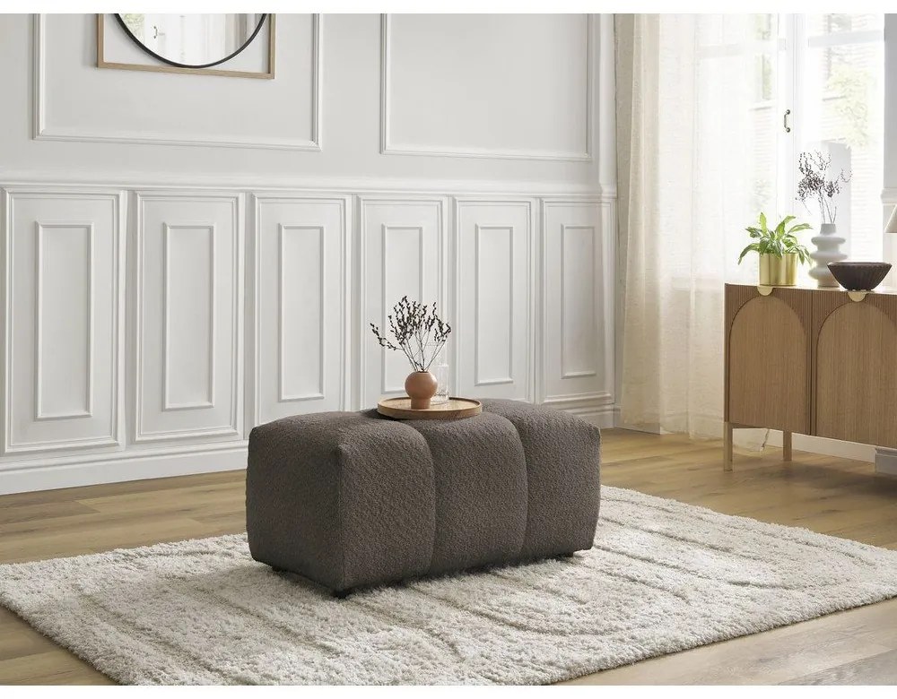 Brązowy podnóżek z materiału bouclé Roxelane – Bobochic Paris