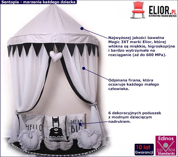 Szaro-czarny baldachim dla chłopca z batmanem A6-R50