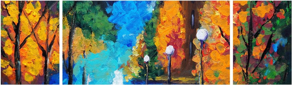 Obraz - Kochankowie, Pointillismus (170x50 cm)