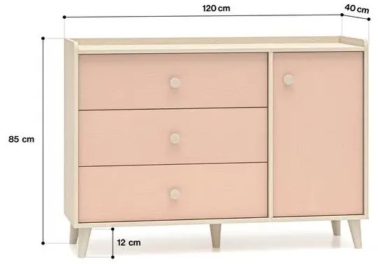 Komoda dziecięca MELLY 05 120 różowa ML MEBLE