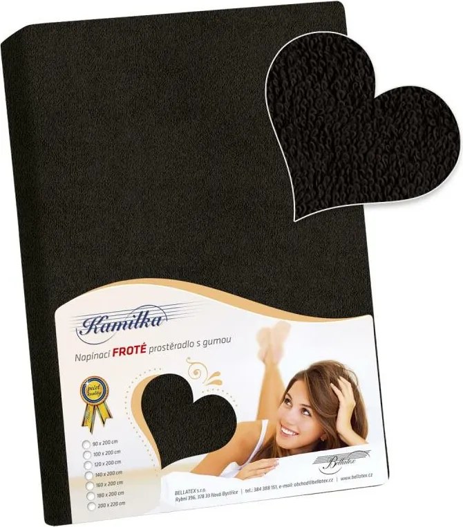 Bellatex prześcieradło frotte czarny, 200 x 220 cm