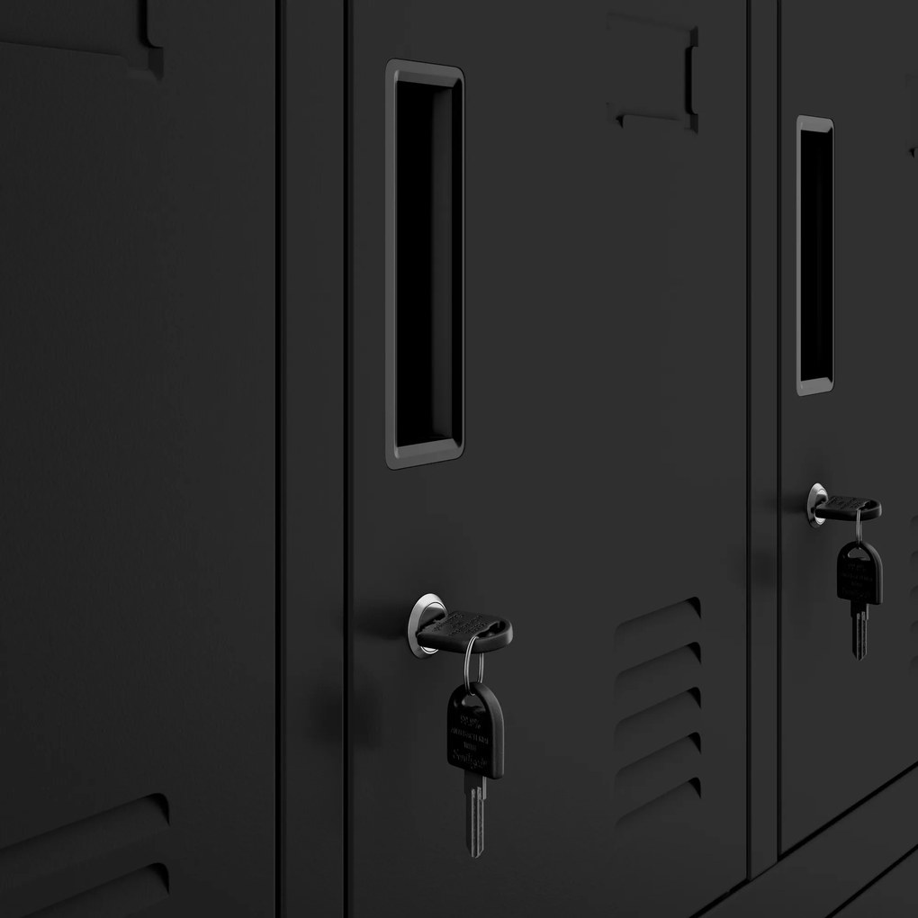 Szafa skrytkowa socjalna BHP czarna: ROBERT 1360 x 1720 x 450 mm