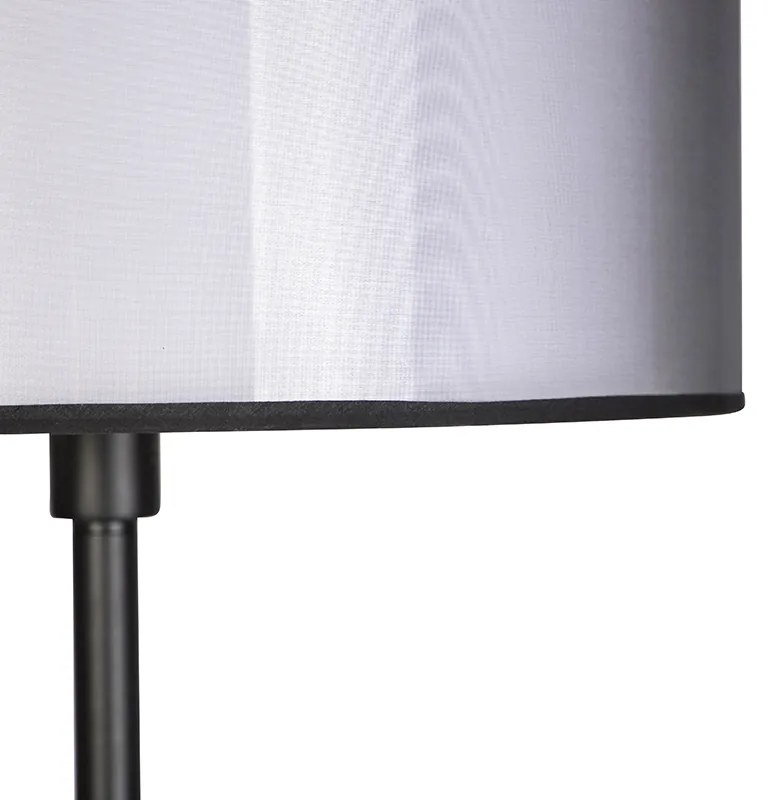 Designerska lampa podłogowa czarna z czarno-białym kloszem 47 cm - SimploDesignerski Oswietlenie wewnetrzne