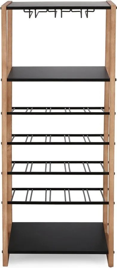 Czarna/w naturalnym kolorze metalowa szafka na wino liczba butelek 20, 50x122x35 cm Isaac – Yes Everyday